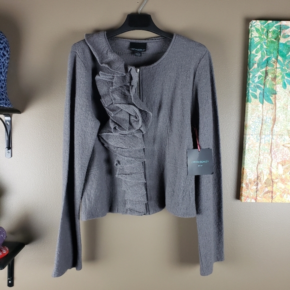 Cynthia Rowley lagenlook ruffle wool jacket size large - Picture 12 of 16